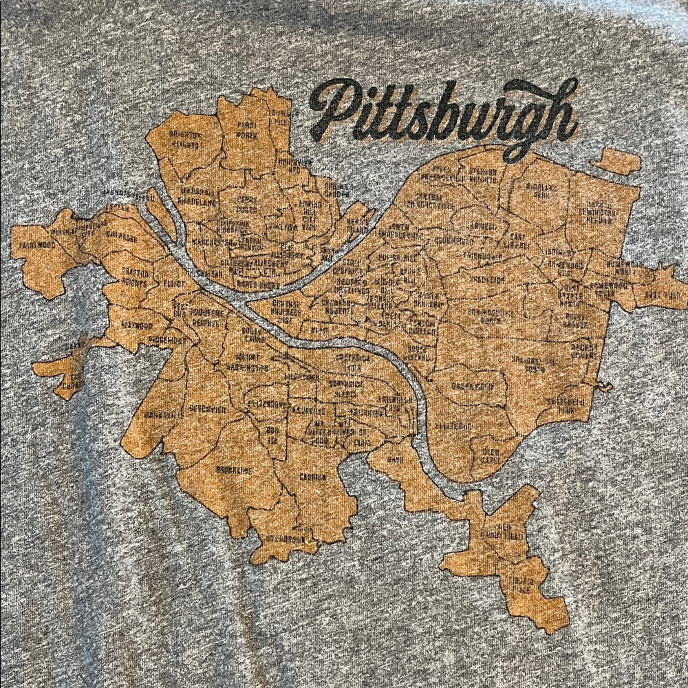 Gray Pittsburgh Map T-Shirt - Picture 3 of 3